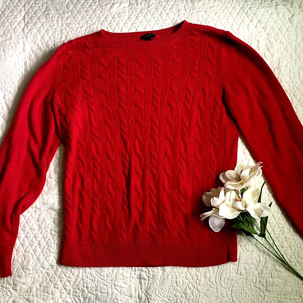 Talbots Red Cable Knit Sweater| Size M